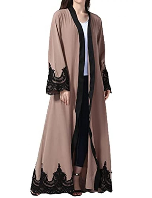 Abetteric Womens Embroidered Dubai Style Cardi Robe Muslim Dresses Abaya