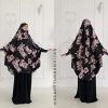 Long black khimar with roses print, Elegant floral jilbab, franch khimar, islamic clothing, muslim cover, burqa long hijab, muslim dress