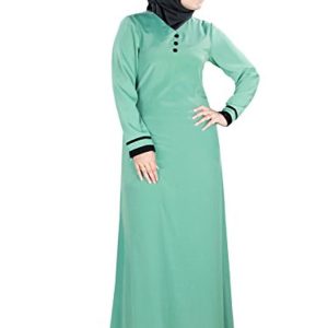 MyBatua Women's muslim dress simple straight Abaya in sea green