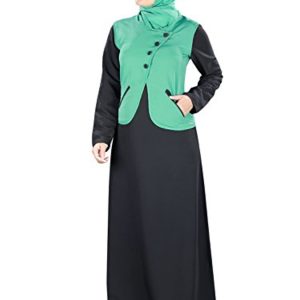 MyBatua Women's jacket look Abaya in light green & black