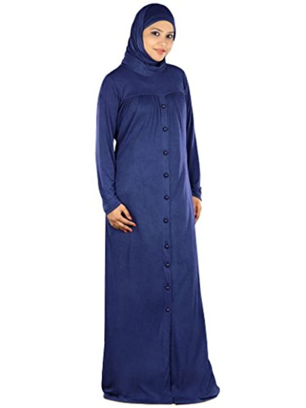 MyBatua Women's Jersey Abaya with Cowl Neck Color in Royal Blue