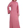 MyBatua Women's Islamic Dress Moroccan Hooded Rayon Abaya in Pink