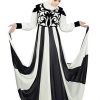 MyBatua Women's Dubai Fancy Shurafa Abaya Long Dress in Off White & Black