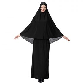 XINFU Muslim Islamic Women's khimar 2pcs Sets Soft Distinctive Prayer Dress Hijab Abaya Suit(10 Colors Available)